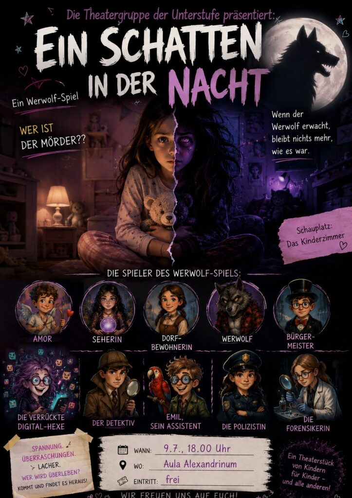 Ein Satten in der Nacht - Plakat Schultheatergruppe